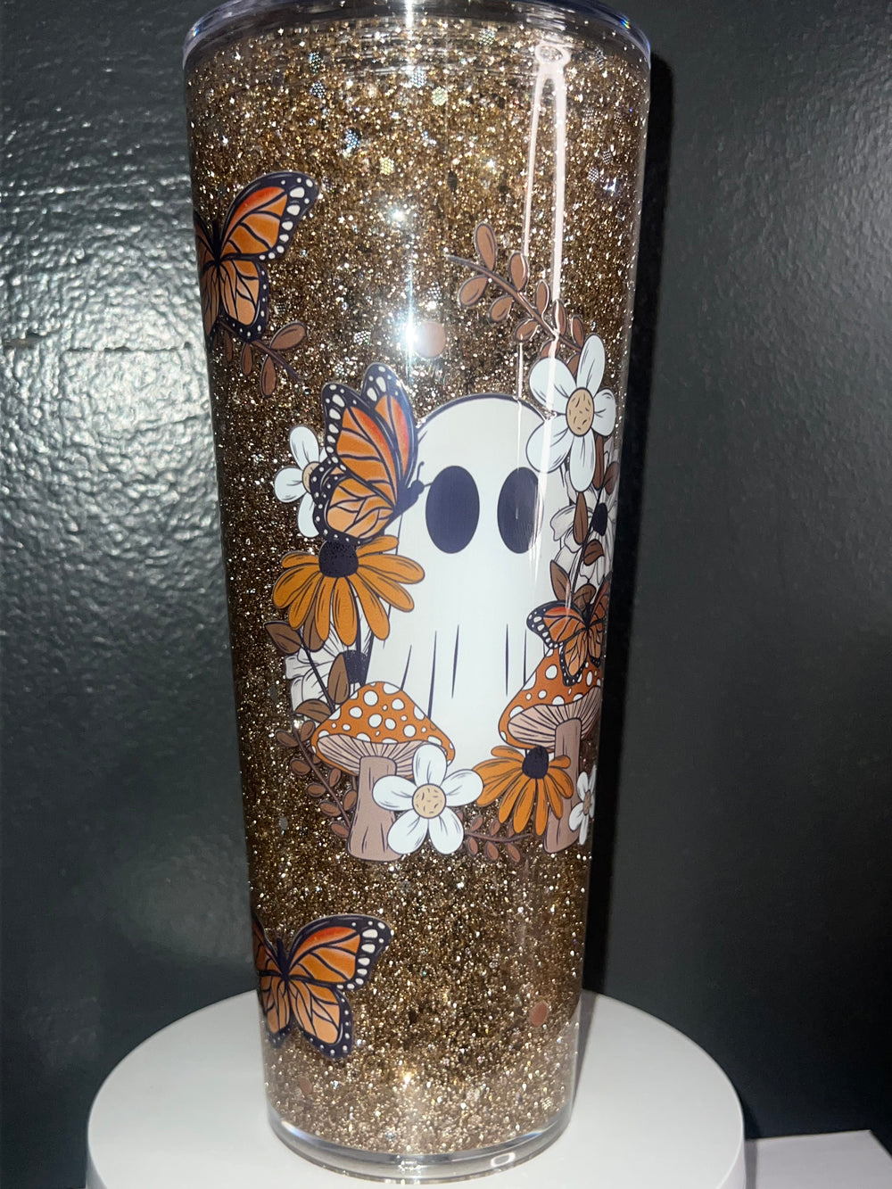 Boho Ghost & Butterfly Glitter Tumbler